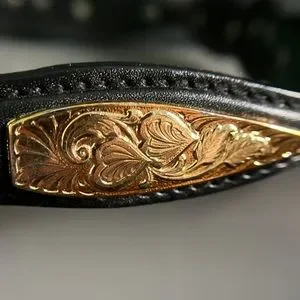 Resisto Ladies Black Concho Tooled Leather Belt WOMENS WESTERN BLACK LEATHER TOOLED BELT 36 CONCHOS | eBay main image 4